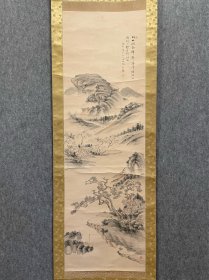 古筆山水图【平野五岳】 1811 ~ 1893（文化八~明治二十六）83岁。名 岳，字五岳，号古竹、竹村方外史，亦称闻慧，又作闻 惠。丰后（今大分县）日田愿正寺的僧人，受教于前田畅 堂，亦受田能村竹田影响，广取诸家之长，终成自我，时 称诗、书、画三绝。。