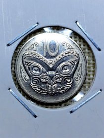 新西兰10分镍币 1985年 毛利人面具 dyz0034