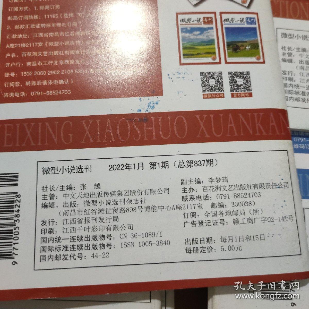 微型小说选刊 2022  1、2、3、6、7、8、9、11、13、14、15、16、17、18、19、20、21、22、23(19本合售)