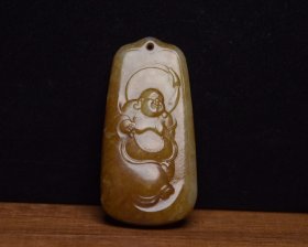和田玉弥勒佛牌 规格： 6.1×3.1×0.9厘米，重 36克