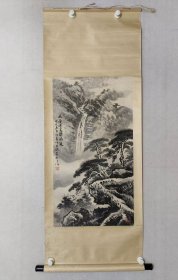 海派画家，何承锡山水画85*46cm，原装裱立轴，（保真书画）