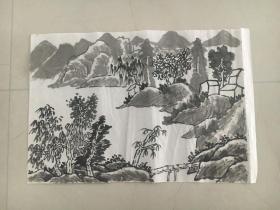 国画   水墨画 /  宣纸未裱  尺寸：50x 33厘米   品相以图为准