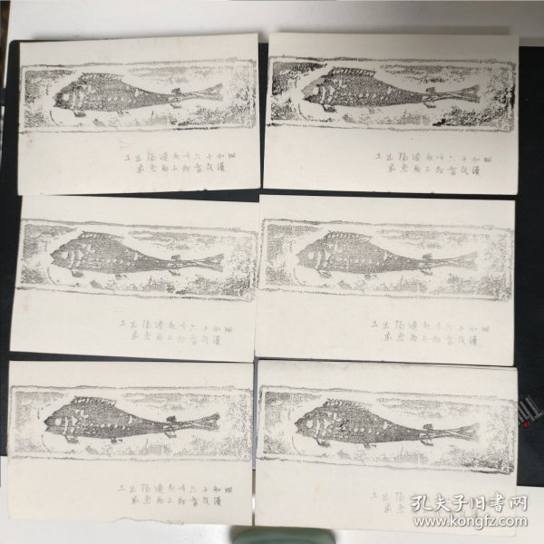 明信片 私人订制 每一张都是拓上去的，不是印刷。1941年辽阳出土的鱼化石 那时候日本人在辽阳已经开始搜刮古化石及文物了。