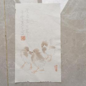 民国 笺纸 鸡图案 王梦白 荣宝斋制 保真