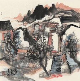 安徽美协朱林精品山水 画心44x44cm 朱林，号牛八山人，安徽天长市人，一九六一年生于安徽蚌埠，现定居北京。现为北京人文大学中国书画艺术学院教授。华南农业大学珠江艺术学院客座教授。中国国家画院龙瑞工作室画家。中国书画艺术研究院理事，中国国礼书画院副院长，北京古今画院副院长，北京求是书画院常务副院长，中国长城书画研究院研究员。安徽省美术家协会会员。
