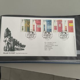F4140英国邮票2002年邮筒信箱 爱丁堡戳 斯拉尼亚雕刻邮政历史 一封5全 外国首日封FDC