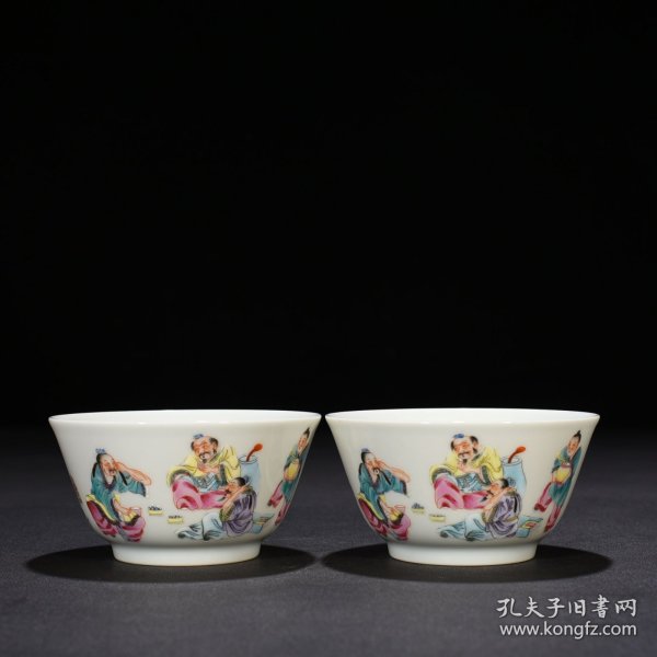 清雍正粉彩高士人物杯 4.5*9厘米