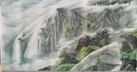 中国书画名家协会理事、一级美术师苏宗成 六尺山水画《青山飞瀑》（画心173*92）