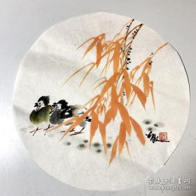 胡人国画团扇花鸟小品261