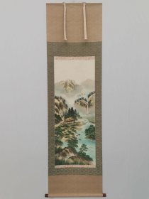 字画挂轴文房用品 装饰 家居 手绘 高级绫裱 桐木箱装 四神像應山水图 寿仙作 日本回流 海外淘购