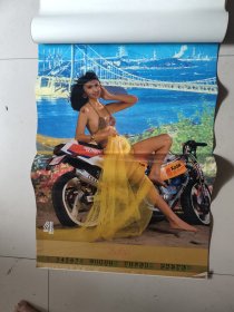 老挂历：1995 睡衣泳装美女摩托女郞 挂历 海风 【12张全】塑纸多网合售