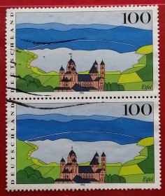 德国邮票 1996年 德国旅游风光风景 4-4 双联信销