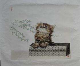 吉林青年画家刘容作品《猫》（保真）