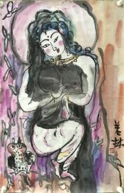 中美协会员王若林作品真迹《唐女》