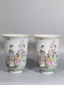 清乾隆款 粉彩麻姑献寿大口杯