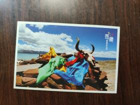 【明信片】西藏的神圣的牛头骨