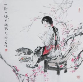 谢志高 字画国画四尺斗方人物画精品04（买家自鉴）