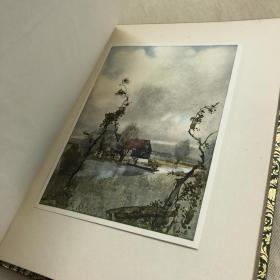 《马修·阿诺德歌谣录》1919年私人定制豪华小牛皮精装本， The Scholar Gipsy & Thyrsis 苏格兰水彩画之王罗素•弗林特绘本十张绝美水彩图