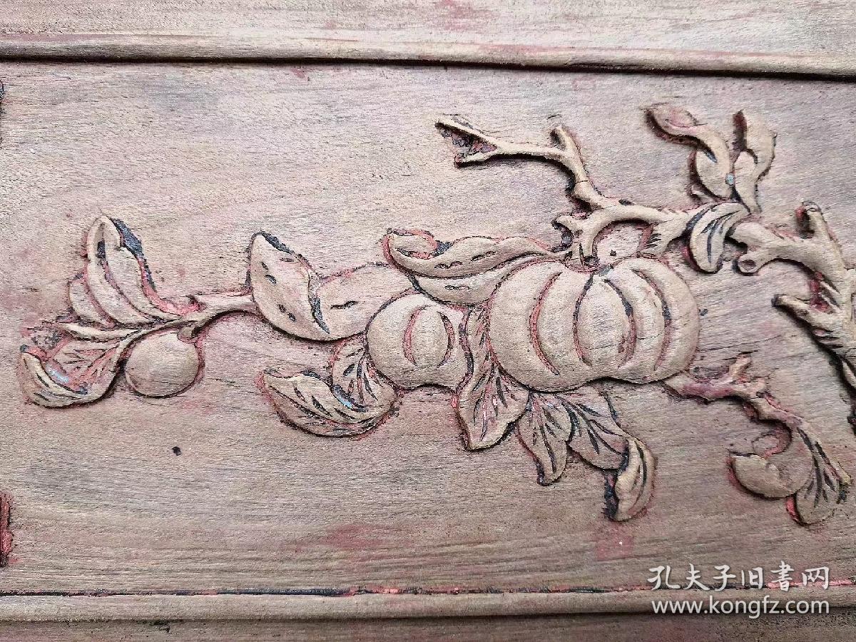 点击查看原图 清代精雕花板木雕一对