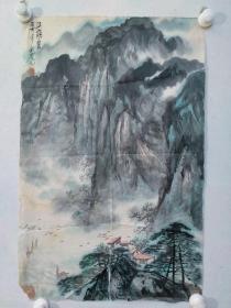 保真书画，卢武澄《江山胜览》国画作品山水画一幅，尺寸：68*44卢武澄先生，字学孔，斋号""云游草堂""。北京人，1950年11月生。旅日著名画家，其作品在日本当代画坛颇具影响。现为中国美术家协会会员,北京中国画研究会会员，北京山水画研究会会员;内蒙古包头市黄河画院名誉院长。结识了山水画家吴传麟先生、雕塑大师刘开渠先生、书法家沈鹏先生，并得到了恩师们的指导和帮助。