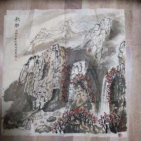 画家方思美上世纪90年代国画：秋韵、牵牛花、牡丹（均为70×70），故山风雪、双鸡图、小鸡图、农家乐、风荷8幅，庆回归书法1幅，共9幅。画家为初学阶段，但从栩栩如生的小鸡、美轮美奂的山水可看出其造诣不凡。9幅合售，低价出售。