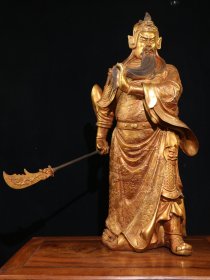 铜鎏金老佛像武财神 站关公全像一尊 不带刀尺寸高63厘米长32厘米宽20厘米净重28.5斤