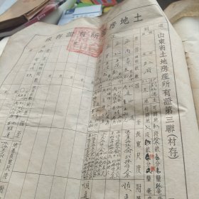 1951年山东省土地房产证5张合售如图