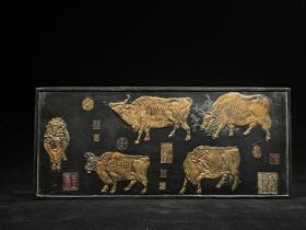 正宗徽州五牛图墨块
重约530克，21.2×9.2×2cm！