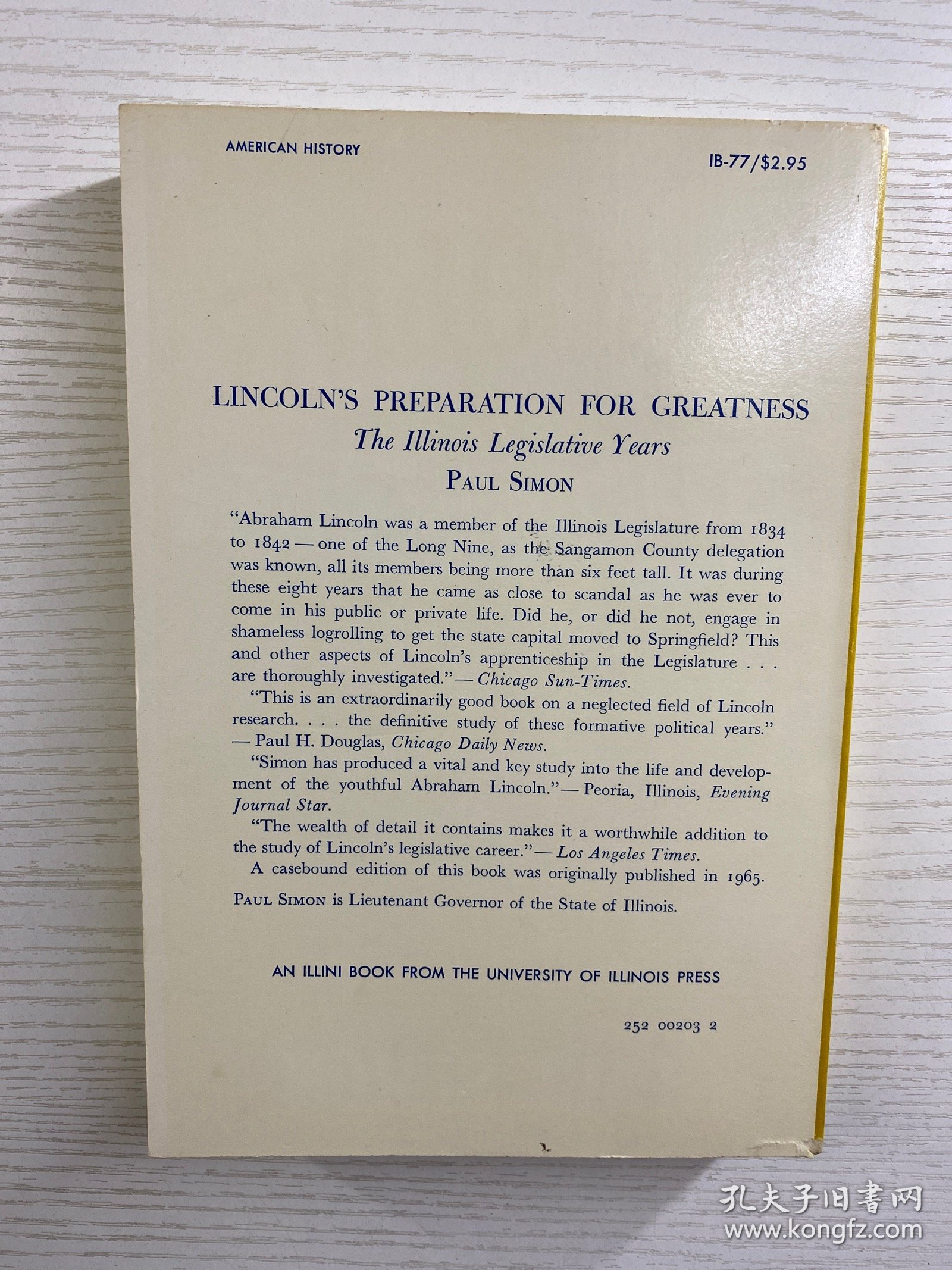 Lincoln's Preparation For Greatness: The Illinois Legislative Years（林肯的伟大准备：伊利诺伊州立法年度）1965年原版（32开）正版如图、内页干净