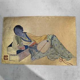 湘明款仕女人物画一桢，画心15/10厘米，面部有返铅，线条一流，当为清代画品。