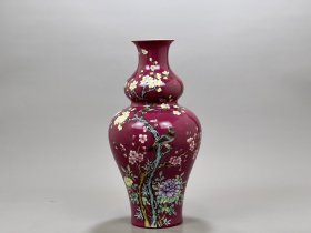 清乾隆珐琅彩花鸟纹葫芦瓶 古玩古董古瓷器老货收藏1