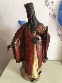 旧藏  紫砂挂釉塑像
书圣～王羲之，高60