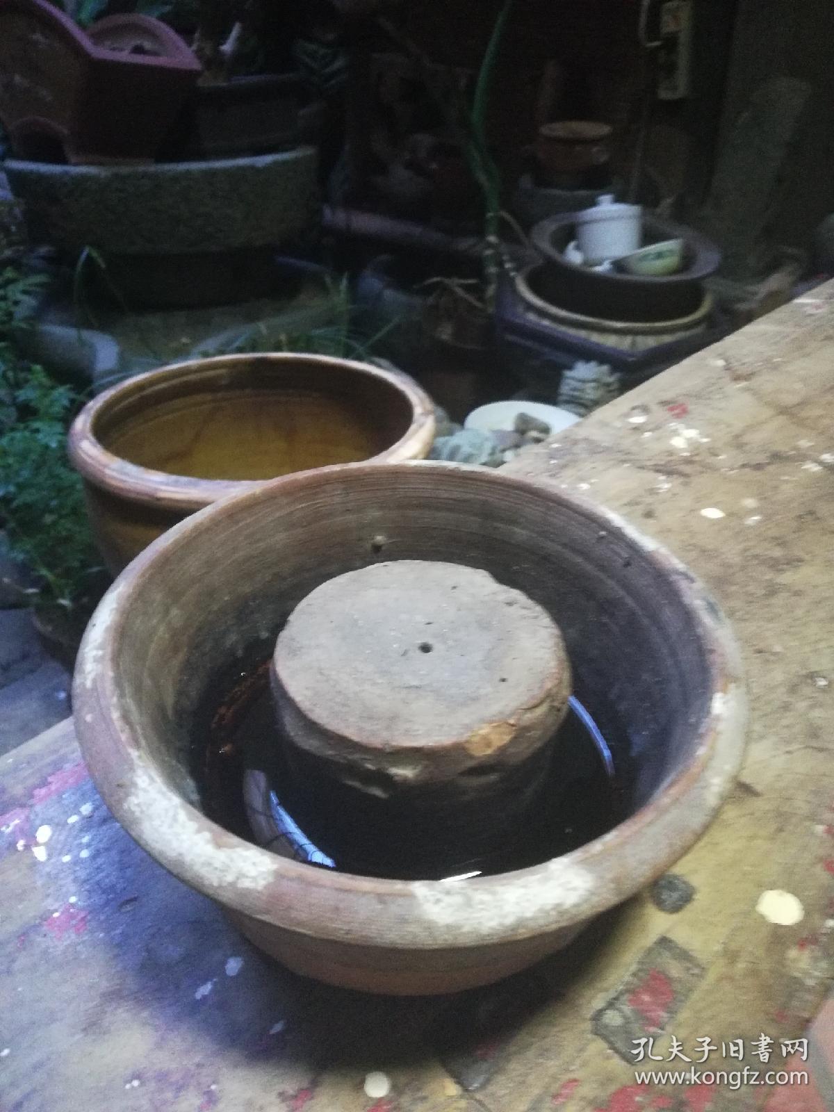 茶道文玩化明代陶器壶承、小干泡台