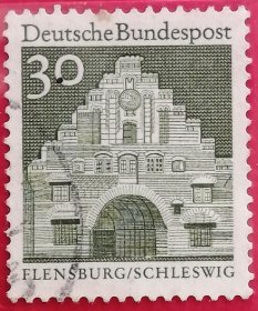 联邦德国邮票 西德 1966-1969年 十二世纪德国建筑第2组 12世纪德国建筑 费伦斯堡诺德门 15-4 信销