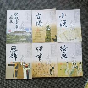 中华文明史话：服饰史话、体育、绘画、小说、西藏宫殿寺庙、古塔、6本合售