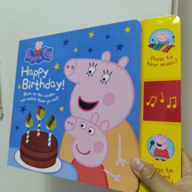 小猪佩奇生日书 蜡烛可吹灭 有电池可播放音乐 Happy birthday Peppa Pig