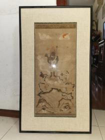 清代佚名手绘《不动明王》画像，已装框，芯57X26