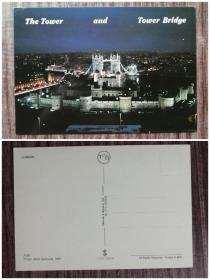 外国明信片，英国原版，伦敦泰晤士河夜景，品如图