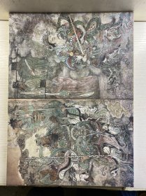 永乐宫历代壁画临摹精品选（活页全124张）规格41x56cm（原盒如图、内页干净）北齐娄睿墓《车驾出行图》到唐代佛光寺《弥陀说法图》金代岩山寺《酒楼市井图》元代洪洞水神庙《渔民售鲁图》九原岗《狩猎图》永乐宫《朝元图》等