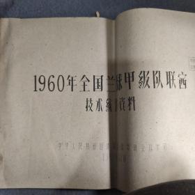 1960年全国篮球甲级队联赛技术统计资料，油印本