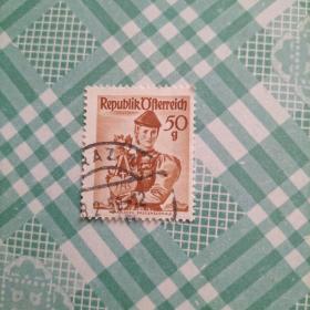 奥地利信销邮票 1948年 民族服饰 福拉尔贝格 50g 1枚 （库存 3 ）