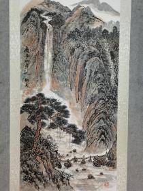 成都老画家 周老 国画山水立轴 山居图 原稿手绘真迹保真 画心尺寸135*68厘米