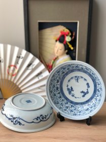 龙峯款｜釉下青花内外满绘松竹梅中钵