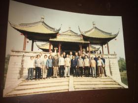 早期彩色老照片 退休老教师扬州瘦西湖五亭桥游览留影