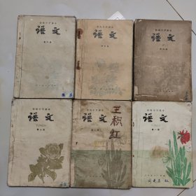 80年代版老课本6册（语文.初中.第一.二.三.四，五.六册）使用本品较差，如图自鉴