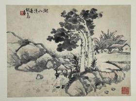 胡公寿   34/25   镜片
 (1823—1886)，华亭(今上海松江)人。初名远，号瘦鹤、小樵，别号山民，以字行，寓上海。工画山水、兰竹、花卉，萃古今诸家之妙，成一大家。江、浙名士无不倾服。书法出入于平原、北海间，独具体势。诗宗少陵，清健遵练。为海上画派代表画家之一。传世作品有《桂树图》、《香满蒲塘图》等。