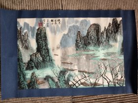白雪石款山水原装老裱纯手绘老气十足