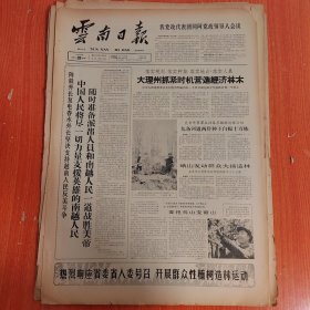 云南日报1965年3月29日（4开四版） 大理州抓紧时机营造经济林木。 九条河道两岸种下白杨十万株。 峨山发动群众大搞造林。 要把荒山变富山。 庄地三队从被耕开始狠抓农活质量。 力促早日修好沟道保证春灌需要。 让良种闪金光。