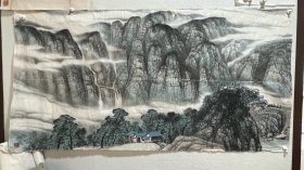 90年代白雪石风格 无款老画，山水画，四尺整纸，69*133cm。左下角有压角章“乐此不疲”。也许是漏，欢迎朋友捡漏！