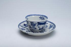 WH 旧藏  海捞青花瓷杯具
规格：杯口径6.9cm 高3.8cm
           托口径11.5cm 高1.7cm  总重125.2g